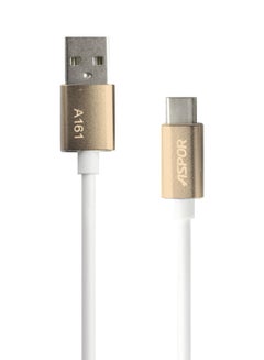 كابل شحن ومزامنة بيانات USB Type-C ذهبي/ أبيض