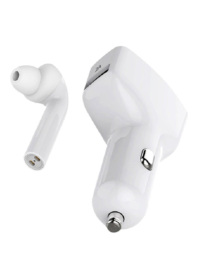 Dacom Car Kit Charger With Wireless Bluetooth In-Ear Headset White - Image 1