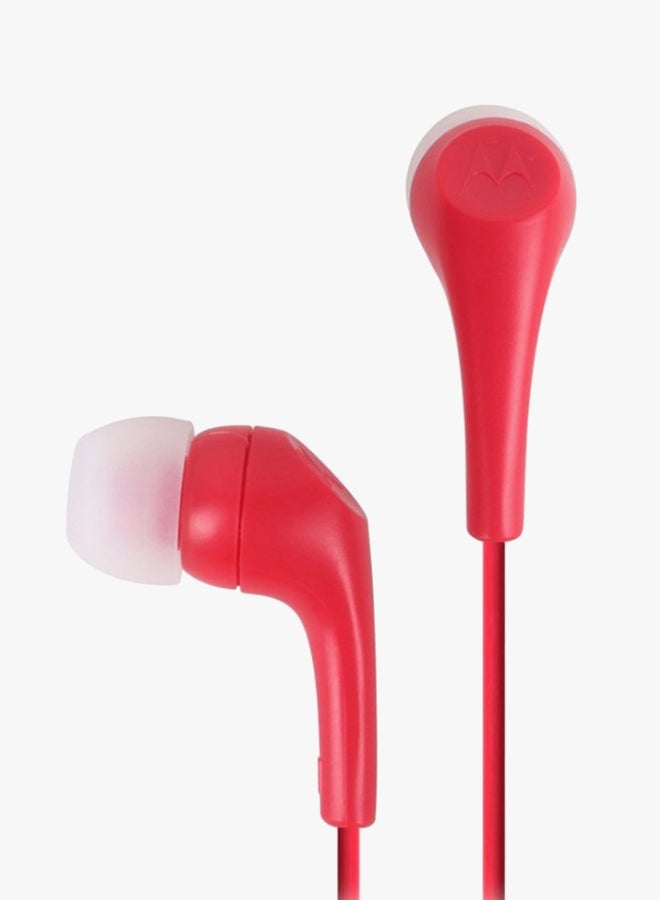 Motorola Bass Wired In-Ear Headphone With Mic Red - Image 2