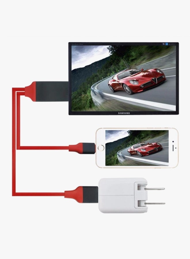 MARGOUN - 8-Pin Lightning Adapter Plug And HDTV Cable Red/Black - Image 1