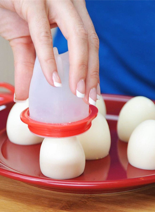 كابينا هوم جهاز طهي بيض من السيليكون من 6 قطع أحمر/أبيض - Image 2