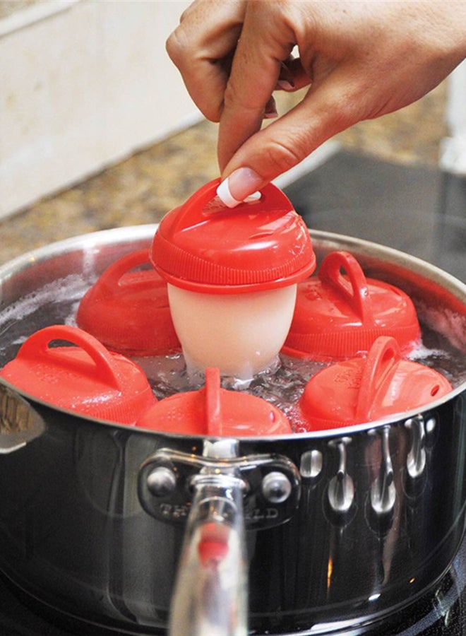 كابينا هوم جهاز طهي بيض من السيليكون من 6 قطع أحمر/أبيض - Image 3