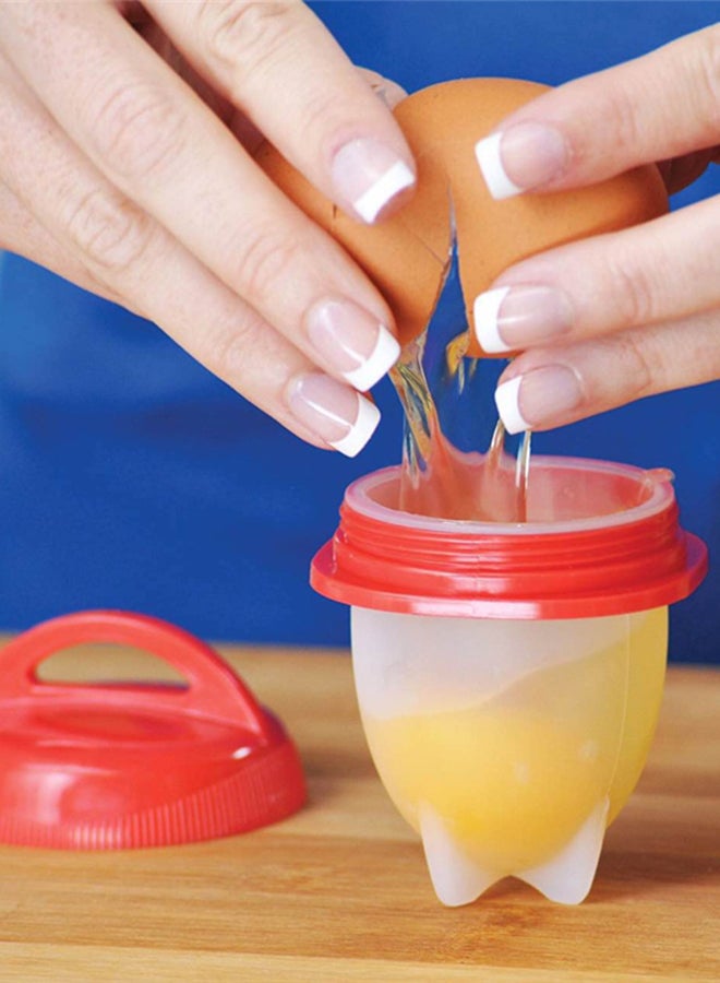 كابينا هوم جهاز طهي بيض من السيليكون من 6 قطع أحمر/أبيض - Image 4