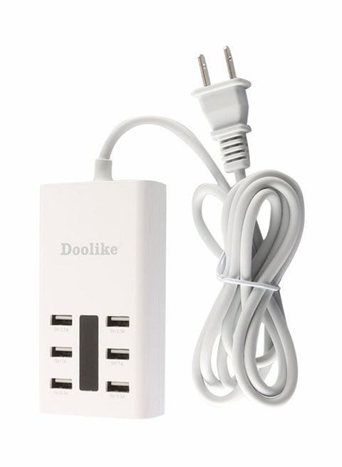 6 USB Port Power Adapter White