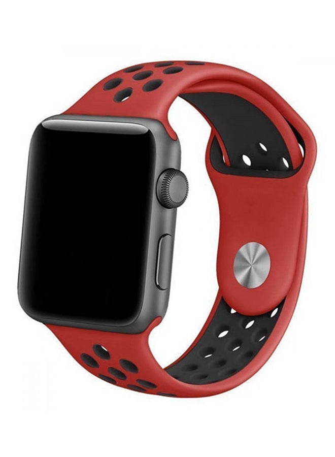 MARGOUN - Silicone Replacement Band For Apple Watch Series 1/2/Sport Edition 38mm Red/Black - Image 1