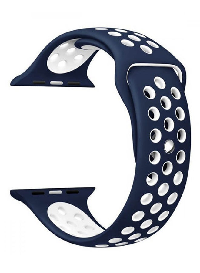 MARGOUN Replacement Band For Apple Watch Series 1/Series 2/Sport Edition Navy Blue/White - Image 1