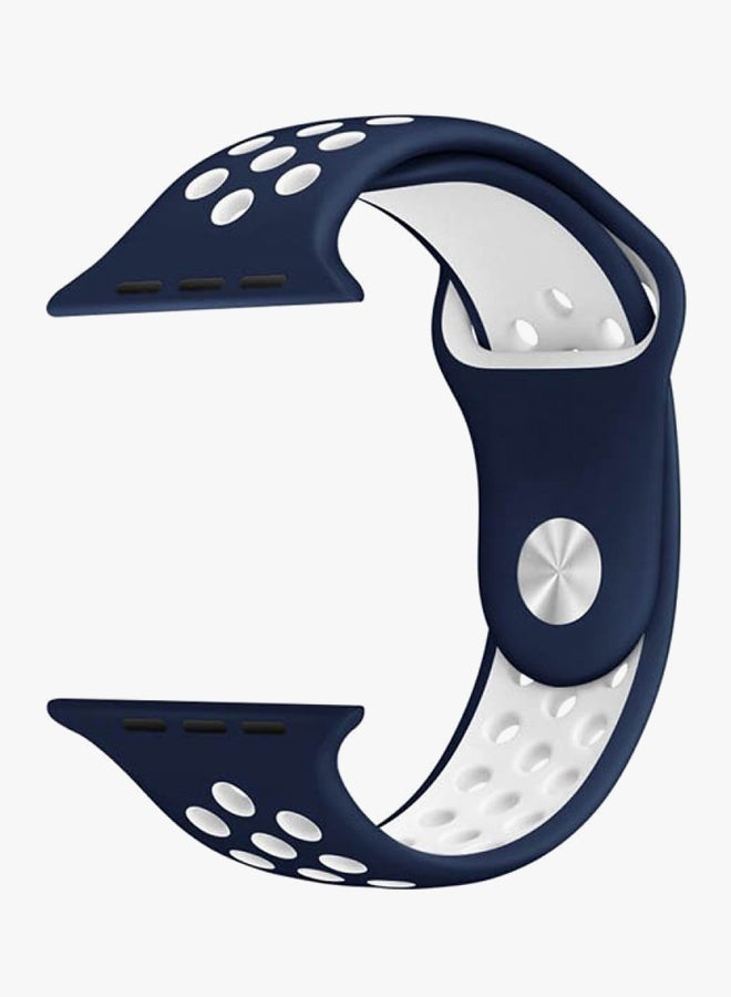 MARGOUN Replacement Band For Apple Watch Series 1/Series 2/Sport Edition Navy Blue/White - Image 2