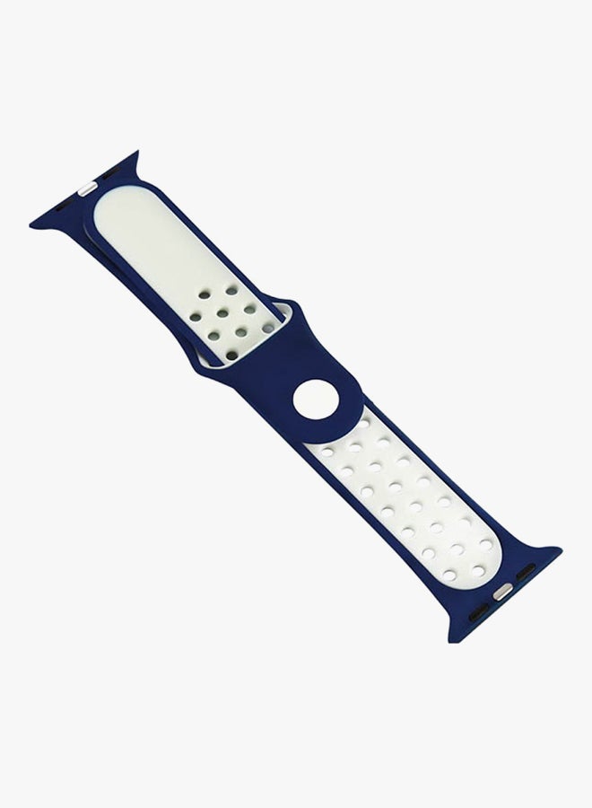 MARGOUN Replacement Band For Apple Watch Series 1/Series 2/Sport Edition Navy Blue/White - Image 3