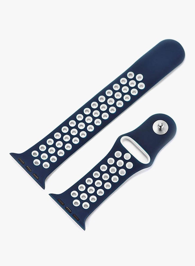 MARGOUN Replacement Band For Apple Watch Series 1/Series 2/Sport Edition Navy Blue/White - Image 4