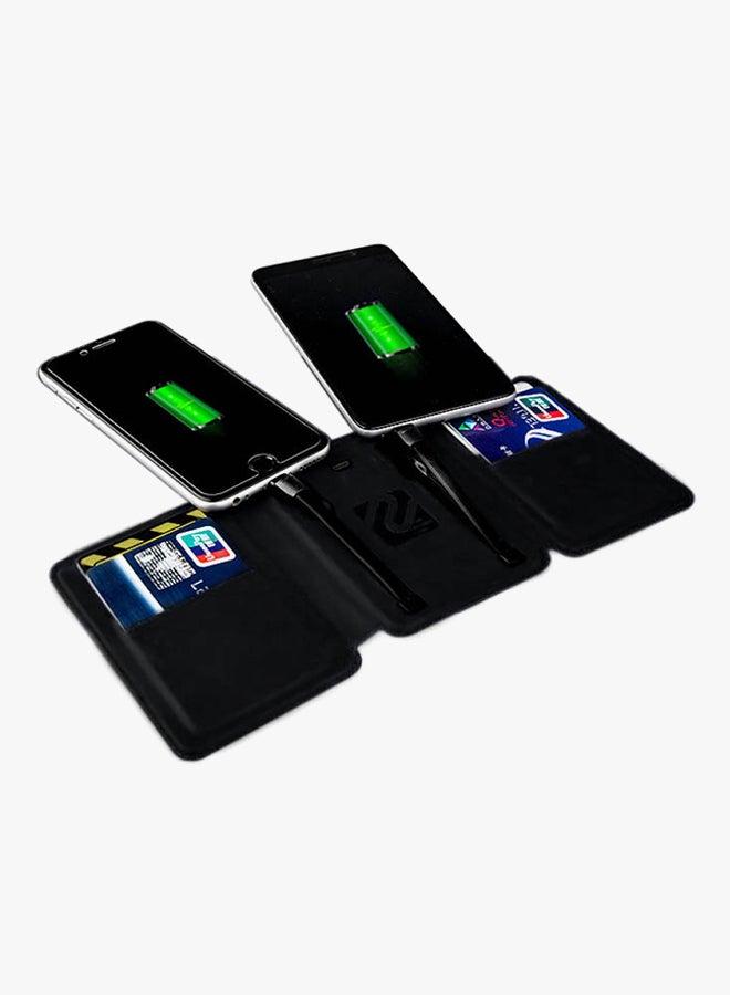 زد هيوز باور بانك 2 في 1 بتصميم محفظة مع كابل بمنفذ Micro USB أسود - Image 2