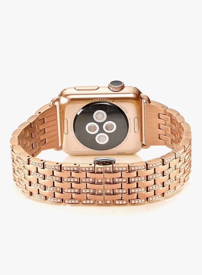 MARGOUN Rhinestone Diamond Band For Apple Watch Rose Gold - Image 2