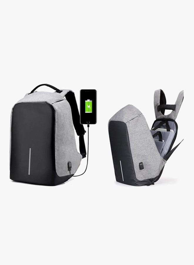 Anti Theft Laptop Backpacks With USB Charging 15.6-Inch Grey/Black - Image 2