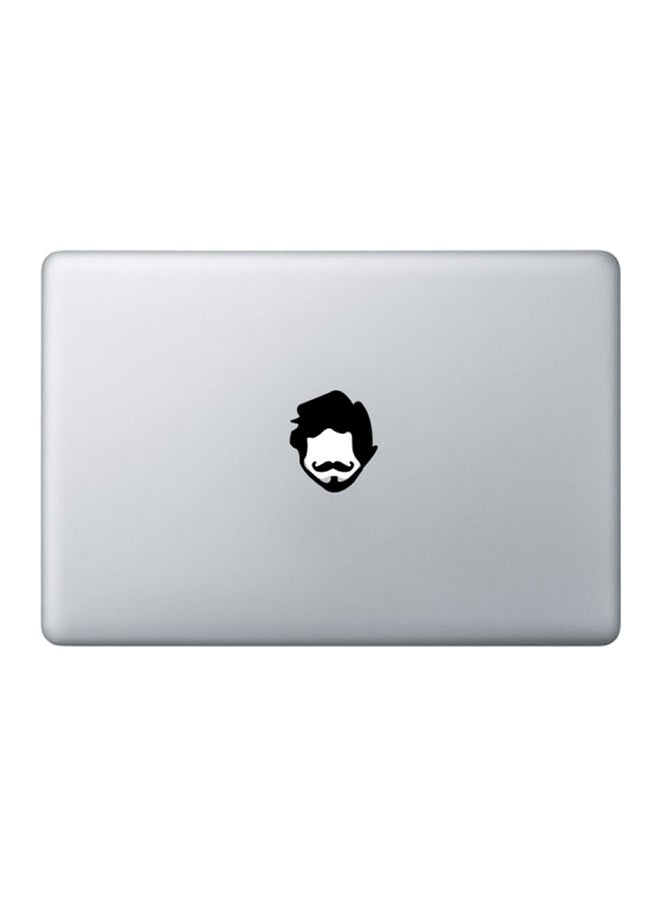 Man With Mustache Sticker Skin Cover For MacBook Laptop Clear/Black