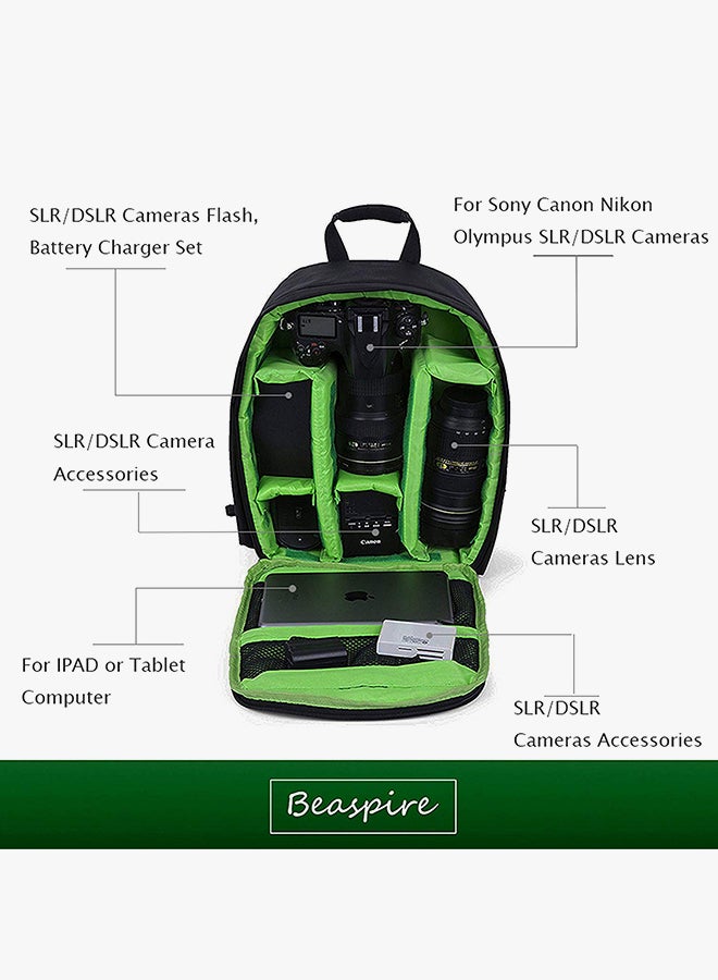 Waterproof Backpacks For DSLR Camera Black/Green  - Image 4