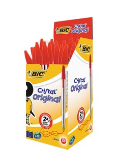 Bic 50-Piece Cristal Ball Point Pen Clear/Red  - Image 1