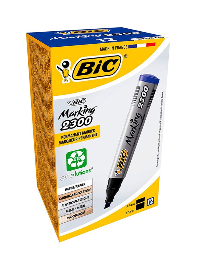12-Piece Permanent Markers Grey/Blue