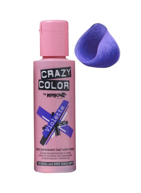 Crazy Colour Semi-Permanent Hair Colour Cream No.43 Violette 100ml