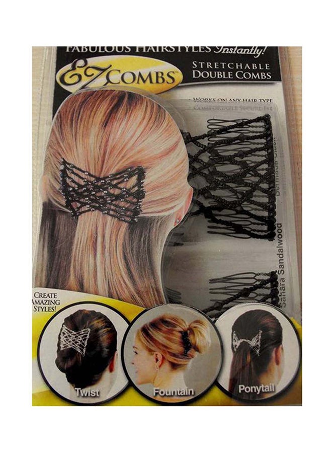 2-Piece Stretchable Double Combs Black