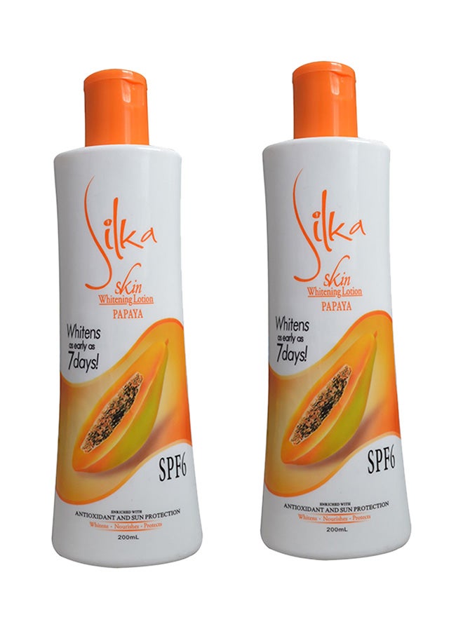 Silka 2-Piece Papaya Skin Whitening Lotion SPF6 2 x 200ml 