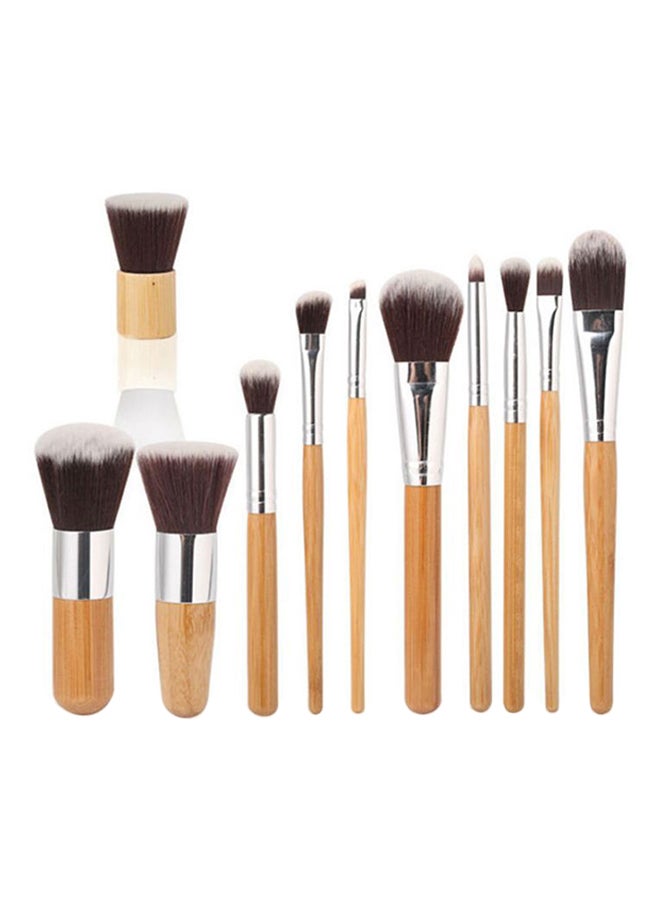 Generic - 11-Piece Makeup Brush Set Brown/Silver/Grey - Image 1