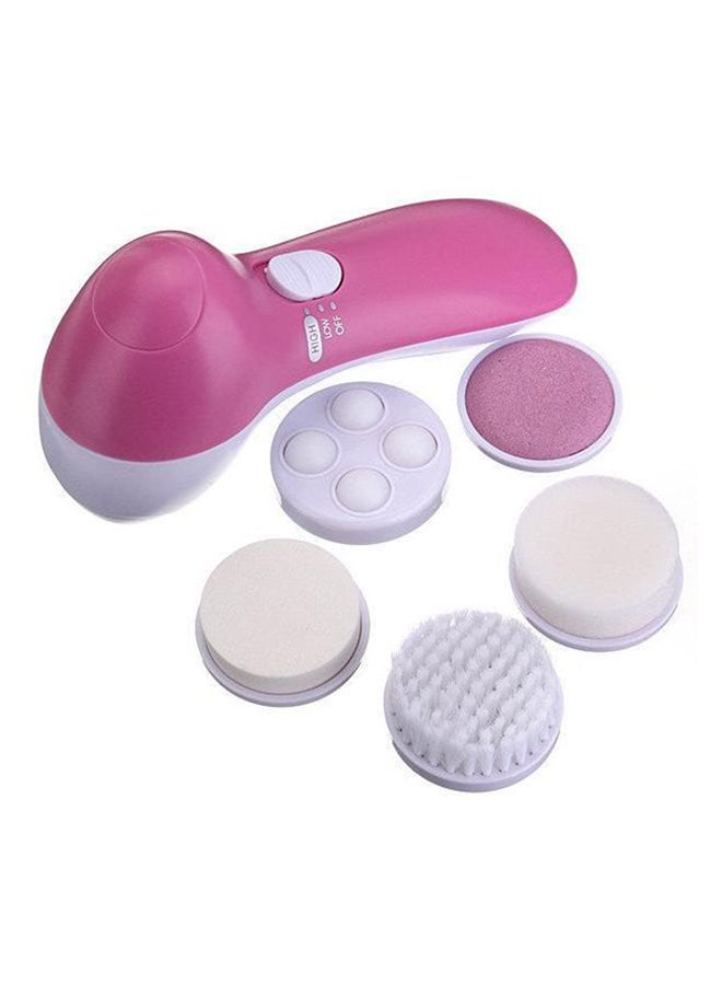 Generic 5-In-1 Electric Facial Cleaner Massager Kit Pink/White - Image 2