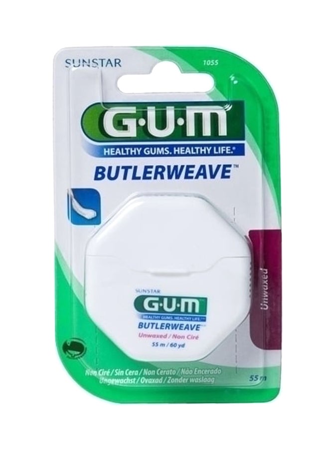 جم خيوط تنظيف الأسنان بوتلرويف بدون شمع أبيض/أخضر/أزرق