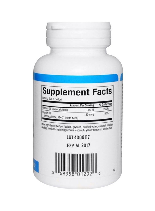 nautral Factor Vitamin D3 And K2 Dietary Supplement - 60 Softgels - Image 2