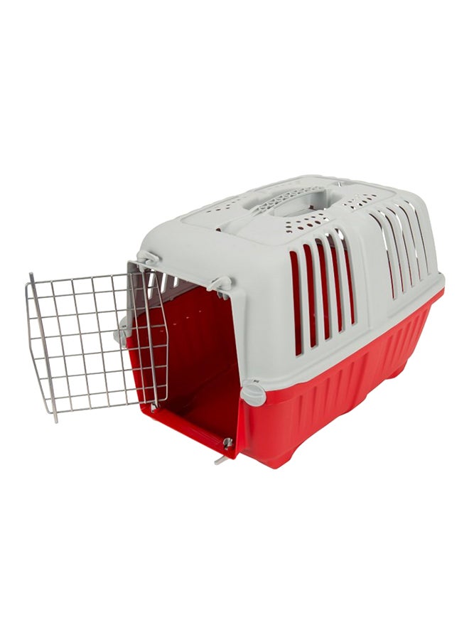 MPS Pratiko Travel Carrier Cage 55x36x36 cm Red/White/Silver