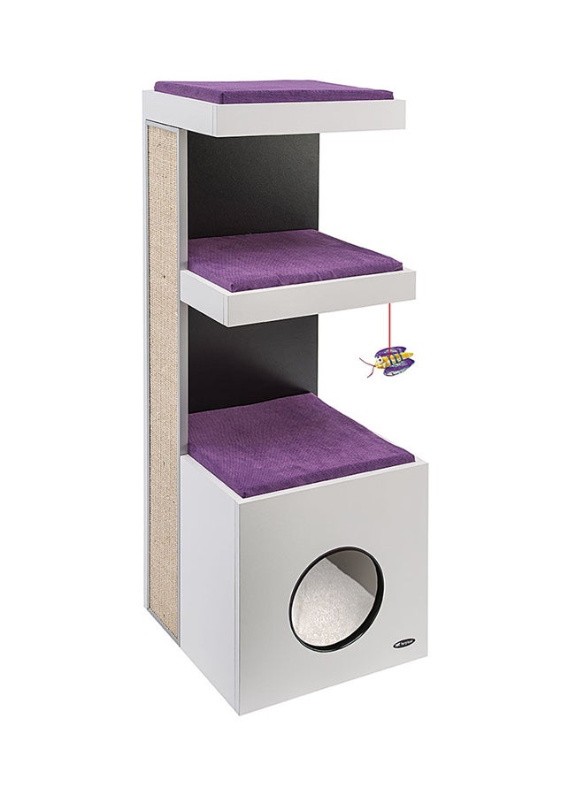 فيربلاست مأوى به سرير مدرج وألعاب للقطط أبيض/أرجواني - Image 1