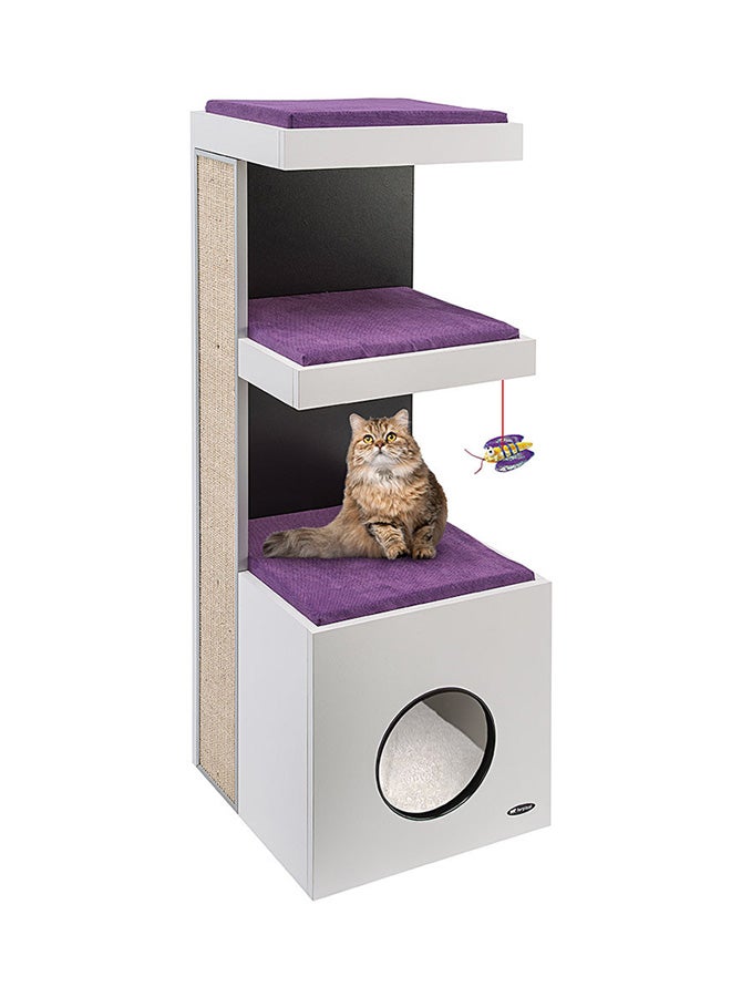 فيربلاست مأوى به سرير مدرج وألعاب للقطط أبيض/أرجواني - Image 2