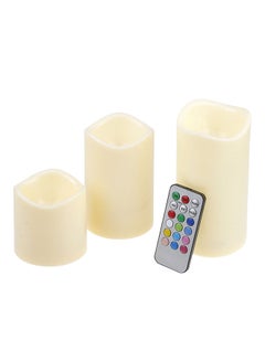 Generic 3-Piece LED Candle With Remote Control Light Yellow 