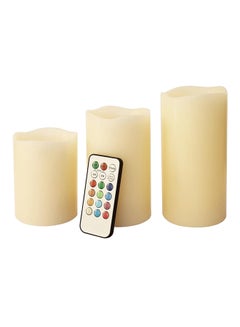 Generic 3-Piece Electric Candle With Remote Control Yellow 285grams  - Image 1