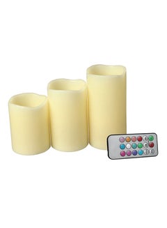 Generic 3-Piece Scented LED Candle With Remote Control Yellow  - Image 1
