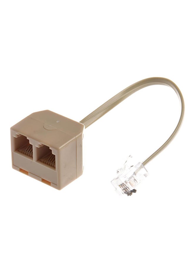 Telephone Line 2-Way Splitter Adapter Cable Beige