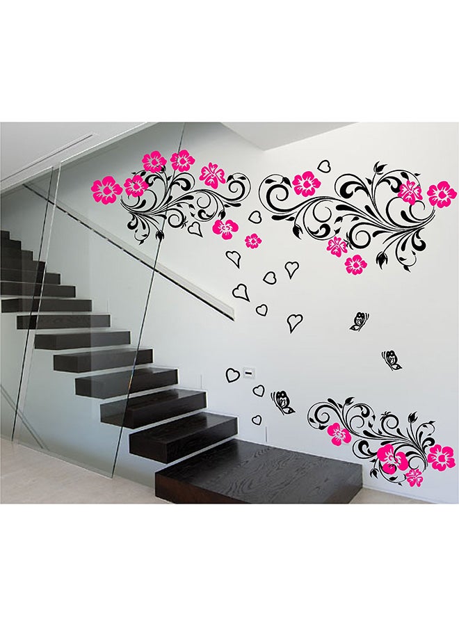 Spoil Your Wall Flower Design Wall Sticker Black/Pink 100x150cm