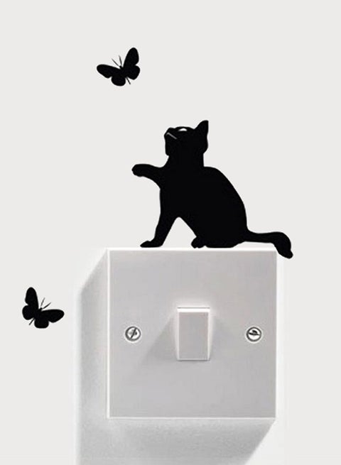 Cat Wall Sticker Black 10x10centimeter