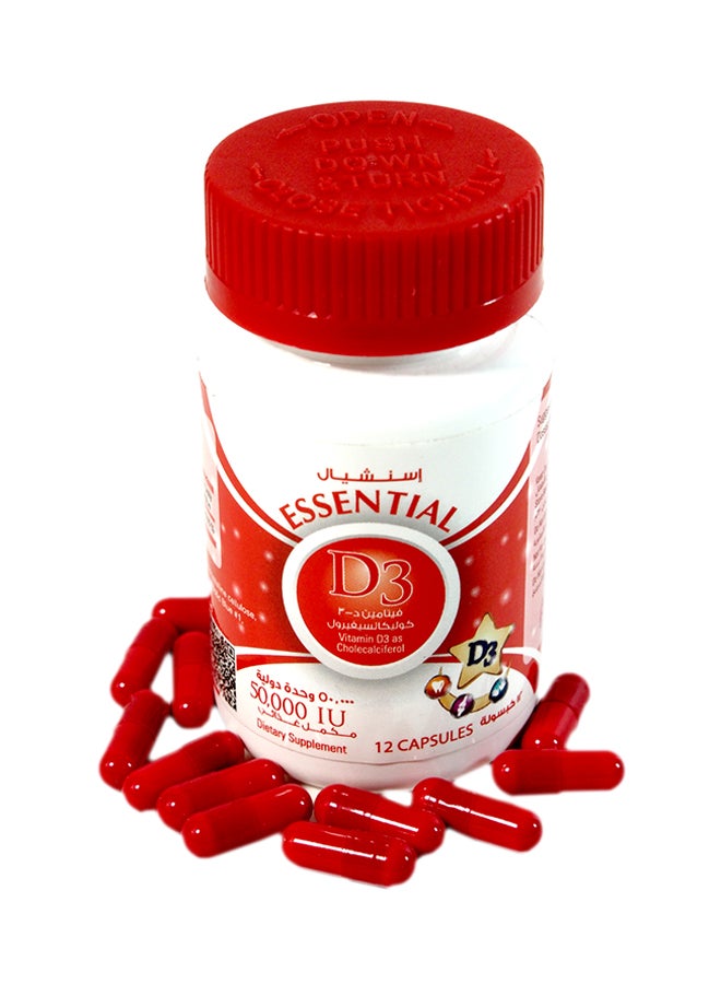 Essential - Vitamin D3 50000 IU Dietary Supplement -12 Capsules - Image 1