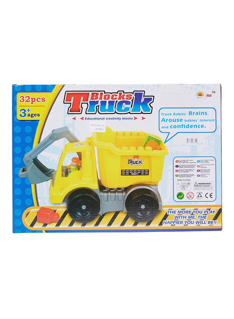 ZAHRAT TOYS 32-Piece Blocks With Truck Yellow  - Image 5