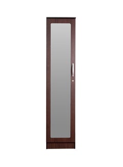 Single Door Wardrobe Armoire With Mirror Wenge 180x40x52centimeter