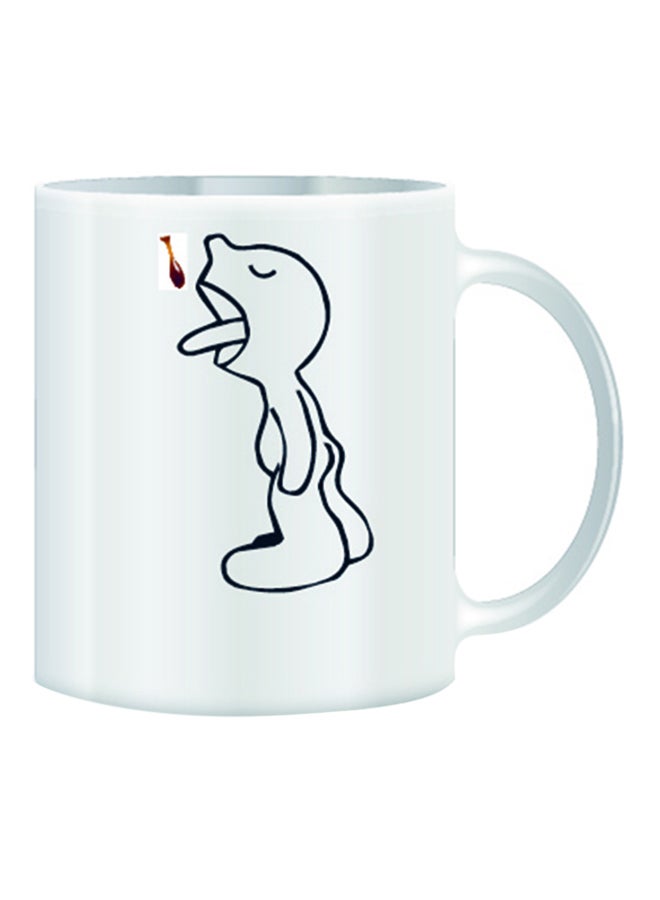 giftex - Drop And Funny Little Guy Design Mug White/Black - Image 1
