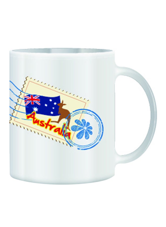 giftex Australia Post Mark Design With Stamp Theme Mug White/Blue/Red