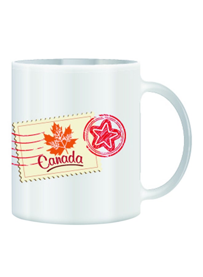 giftex Canada Post Mark Design With Stamp Theme Mug White/Red/Beige
