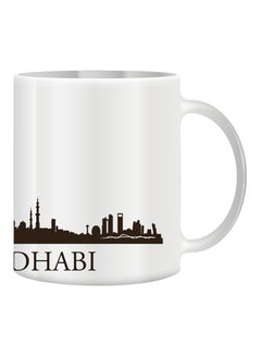 giftex Tall Building Sketch With ABU DHABI City View Mug White/Brown 