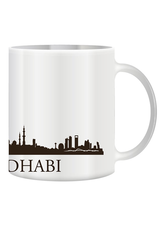 giftex Tall Building Sketch With ABU DHABI City View Mug White/Brown