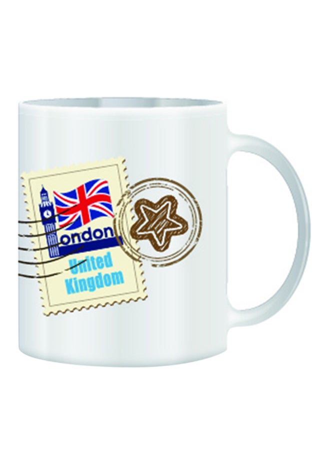 giftex London Post Mark Design With Stamp Theme Mug White/Blue/Red