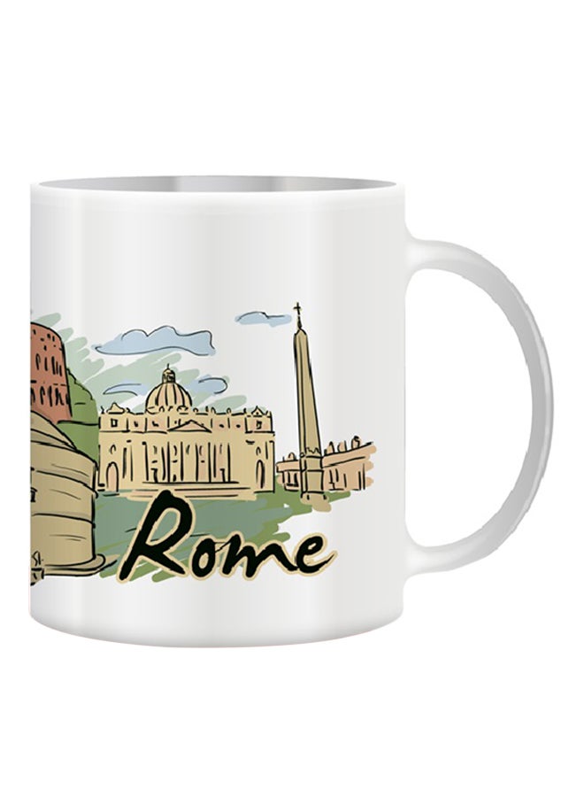 جفتكس مج مطبوع عليه منظر لمدينة روما أبيض/ بيج/ أسود