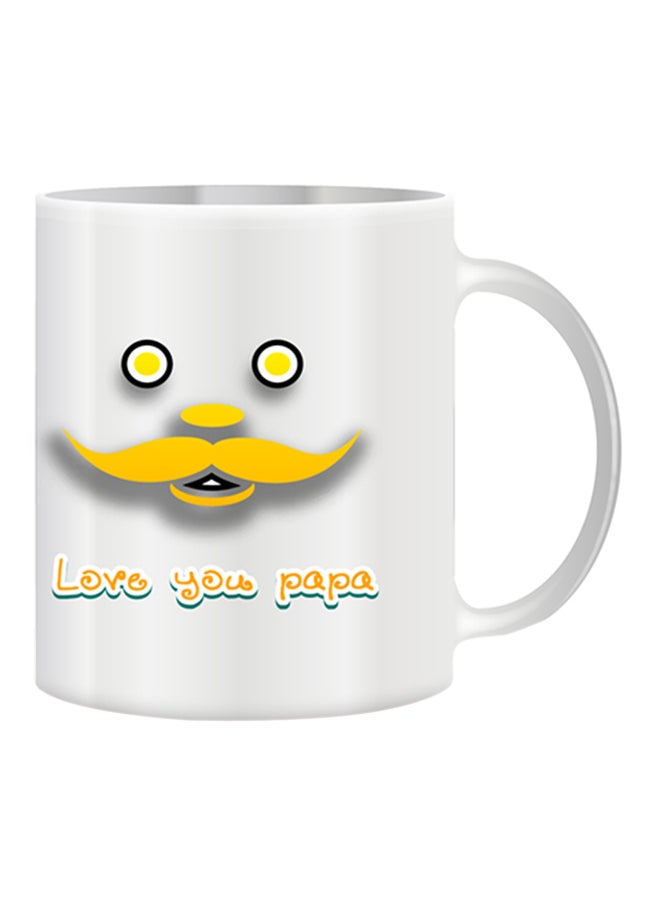جفتكس مج مطبوع عليه "Love You Papa" أبيض/أصفر