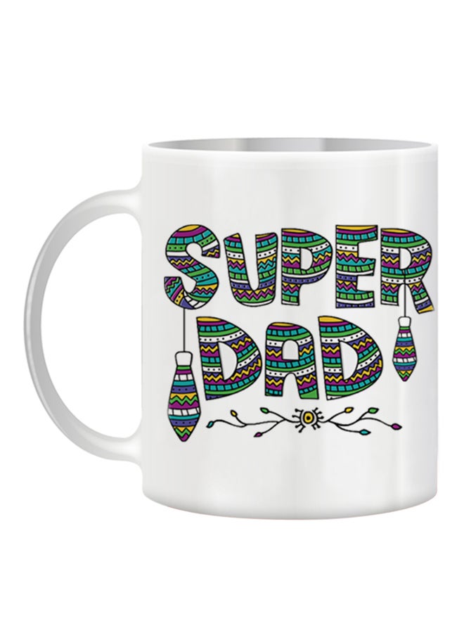giftex Funny Text With Super Dad Mug White/Green/Purple