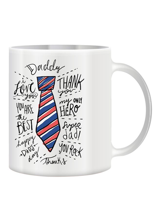 giftex Tie Print With Super Dad Mug White/Blue/Beige 