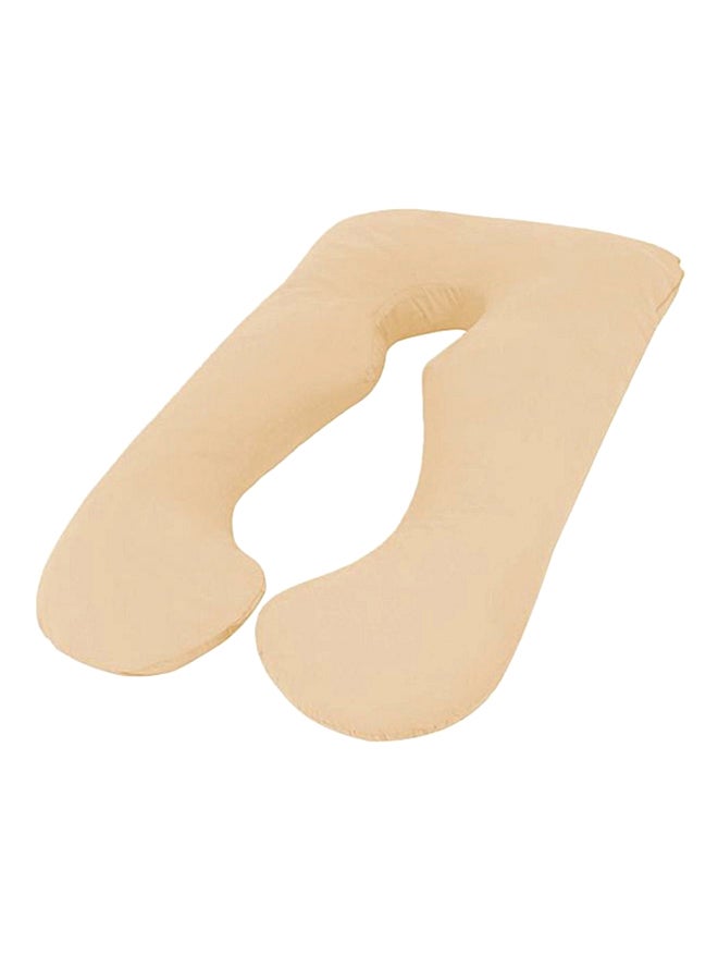 U-Shaped Maternity Pillow Cotton Beige 75x125cm 